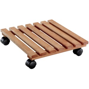 Wagner Kübelroller Nature, 35x35 cm, hellbraun, aus FSC®-Holz mit schwarzen Doppelrollen.