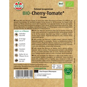 Sperli Bio Cherry-Tomate Ormato Samenpackung, Mini San Marzano Tomate.