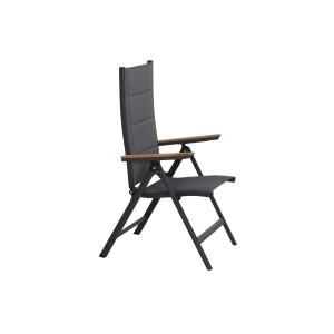 Siena Garden Klappsessel Tesor, anthrazitfarbener Gartenstuhl mit Teakholz-Armlehnen.