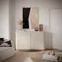 Selsey Luvio Sideboard 140 cm in Kaschmir, zweitürig, mit abgerundeten Kanten im modernen Wohnzimmer.