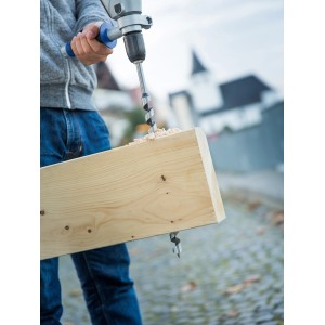 LUX Balkenbohrer Comfort (Ø 14 mm) im Einsatz an einem Holzbalken.