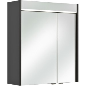 Pelipal Velo Spiegelschrank in Anthrazit, 60 cm breit, mit Beleuchtung für Badezimmer.