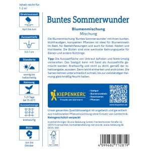 Kiepenkerl Blumenmischung Buntes Sommerwunder: Saatguttüte mit Infos zu Aussaat und Blütezeit.