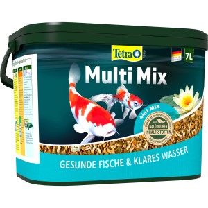 Tetra Pond MultiMix 7l: Fischfutter-Mix für Teichfische mit Flocken, Sticks, Wafern und Gammarus-Krebsen.