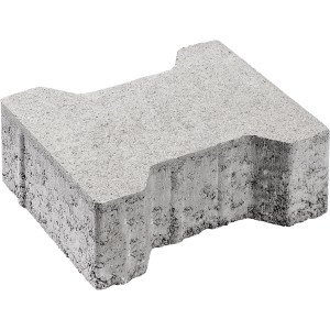 Grauer Premac Pflasterstein Haka ohne Fase, 20x16,5x8 cm, für hohe Verkehrsbelastungen.