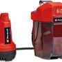 Einhell Akku-Klarwasserpumpe GE-SP 18 Li Solo: Gartenpumpe mit Batteriebox, rot und schwarz.