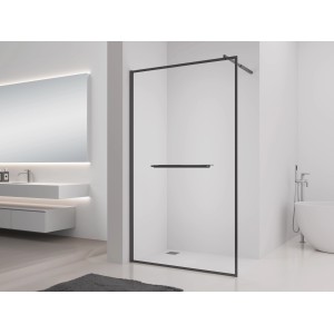 Baliv Walk-In Seitenwand DUK-120.140 Industrial Grey mit Handtuchhalter, 120x200 cm.