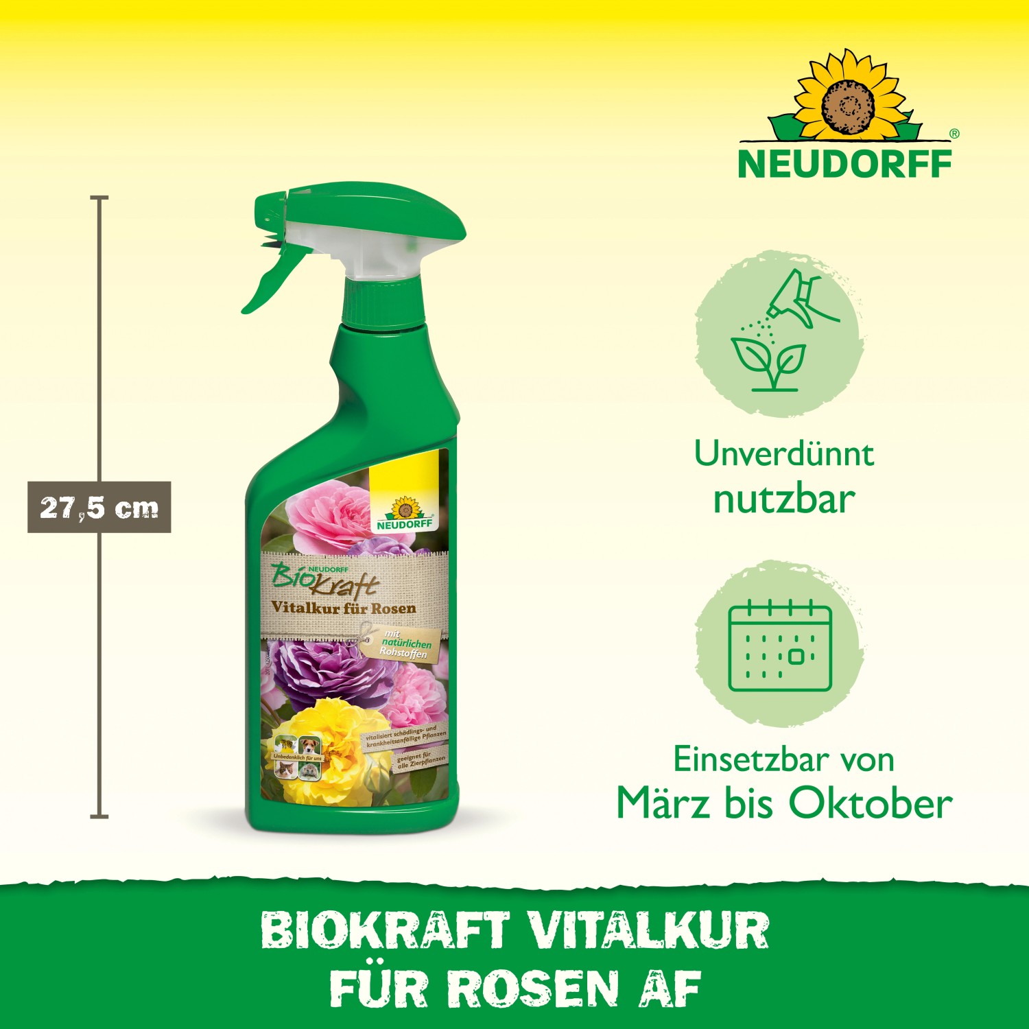 Neudorff BioKraft Vitalkur für Rosen AF, 500ml Flasche mit Sprühkopf.