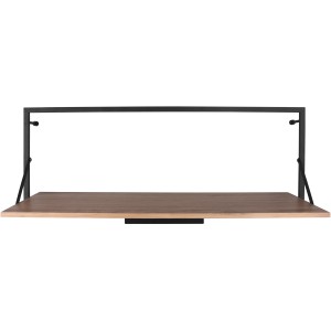 Modernes Wandregal Becky mit LED-Beleuchtung, Metallrahmen schwarz, Holzregal in Natur.