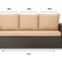 Beiges 3-Sitzer Gartensofa mit Polyrattan und Kissen Setgarden Mix-Techno 150x60x50 cm.