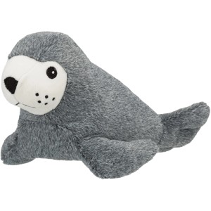 Trixie Hundespielzeug Robbe Thies, graues Plüschtier, 30 cm.
