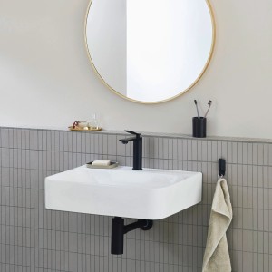 Schöner Wohnen Aufsatz-Waschbecken Dara, 60,5x47 cm, Weiß, eckig, im Badezimmer.