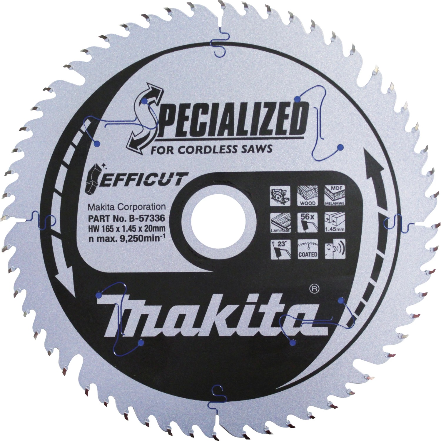 Makita Sägeblatt 165x20 Mm, 56 Zähne, Für Tauchsägen, Zum Holzschneiden, Artikel B-33021