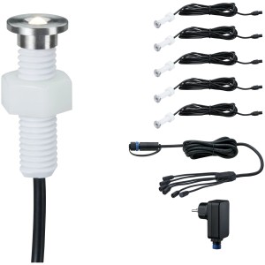 Paulmann Plug&Shine Starter-Set: 5 MicroPen II Einbauleuchten, Trafo und Kabel für stimmungsvolle Außenbeleuchtung.