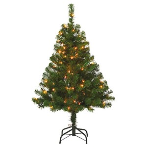Künstlicher Weihnachtsbaum, 180 cm hoch, mit klarer Beleuchtung und Metallständer.