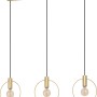 Eglo Manizales Pendelleuchte, 3-flammig, Messing gebürstet, mit runden Lampenschirmen.