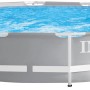 Intex Frame Pool Set Prism Rondo, Ø 366 cm, mit Stahlrahmen und blauem Wasser.