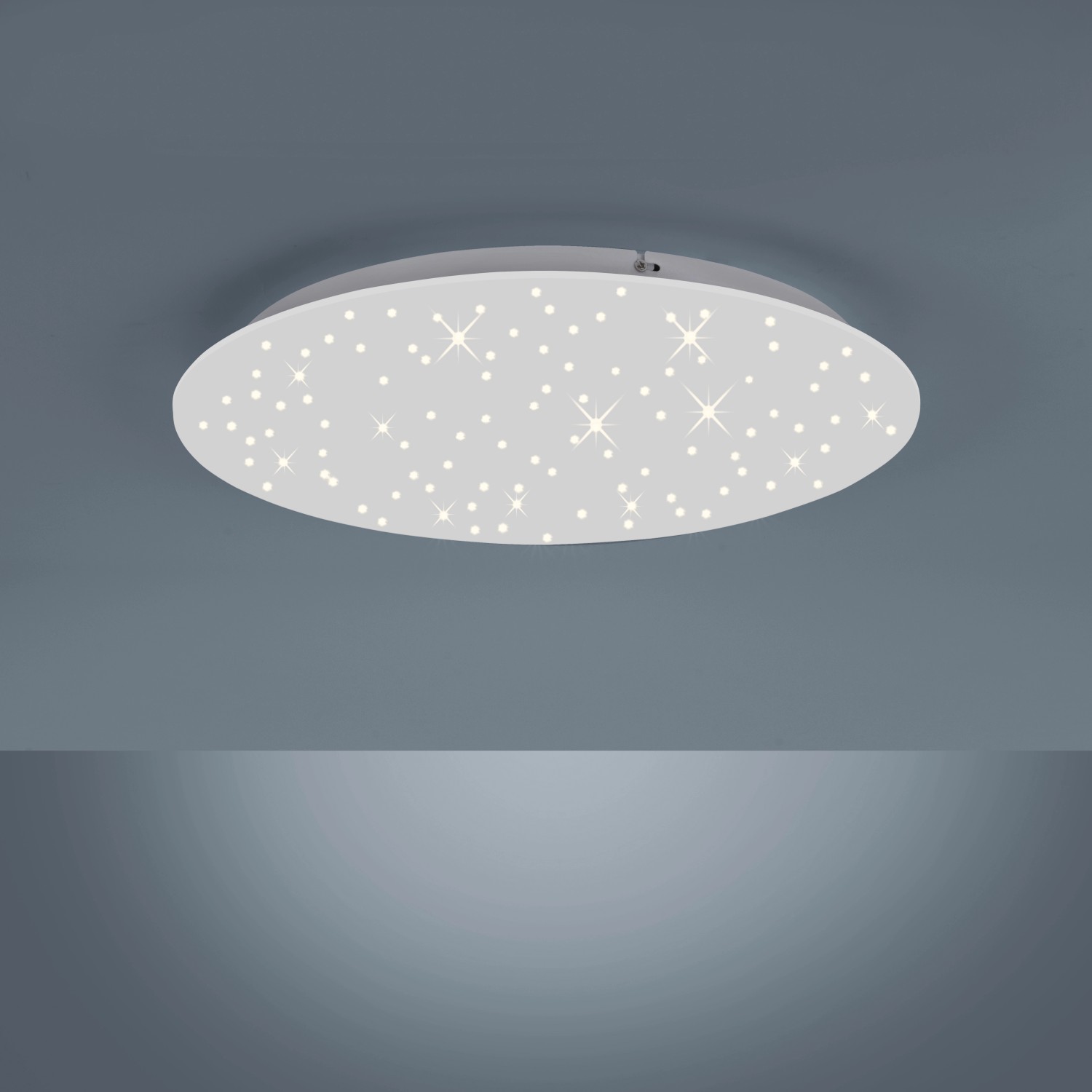Weiße LED-Deckenleuchte mit Sternenhimmel-Effekt, 48x48 cm, für stimmungsvolle Beleuchtung.