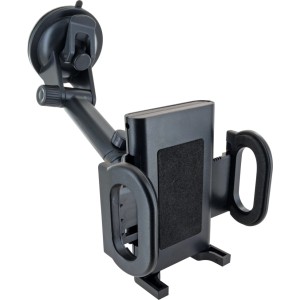 Schwaiger KFZ Handyhalterung schwarz mit Saugnapf und verstellbarem Teleskoparm für Frontscheibe.
