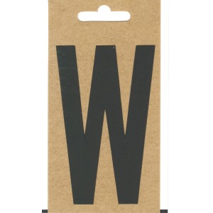 Schwarzer Folien-Buchstabe W, selbstklebend, 100 mm hoch, für Boote und Briefkästen.