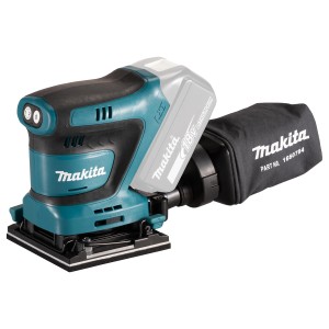 Makita Akku-Exzenterschleifer DBO480Z 18V mit Staubbeutel, ideal für Schleifarbeiten.