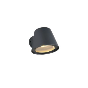 Anthrazitfarbene LED-Außenwandleuchte BENI mit GU10 Fassung für Fassade oder Terrasse.