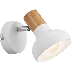 Reality Strahler Latika, 1-flammig, weiß matt mit Holzoptik. Deckenspot für Wohnräume.