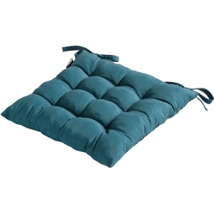 Madison Toscane Sitzkissen, Panama Sea Blue, 46x46 cm, gesteppt, mit Bindebändern.