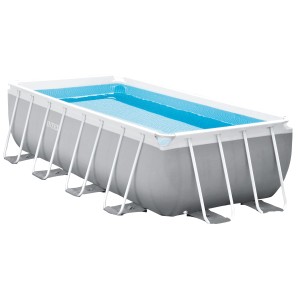Intex Frame Pool Set Prism Quadra, 400x200x100 cm, Stahlrahmenpool mit blauem Wasser.