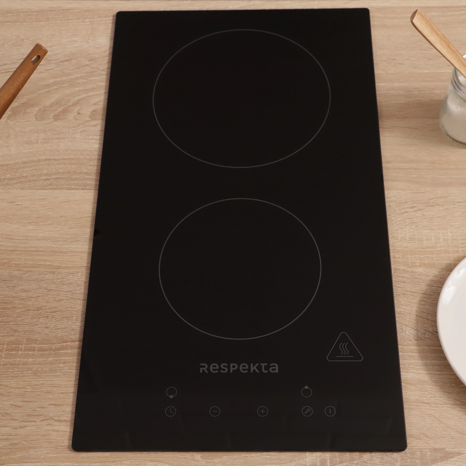 Respekta KM9130T-28 Glaskeramikkochfeld, rahmenlos, mit zwei Kochzonen und Touch-Control.