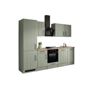 Respekta Küchenzeile Anton Landhaus Schilfgrün 280 cm mit Induktionskochfeld