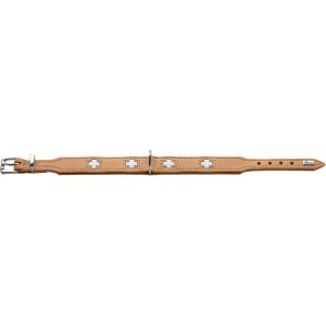 Hunter Halsband Swiss, Gr. M-L, 60 cm, natur-beige, aus Rindsleder mit Schweizer Kreuzen.