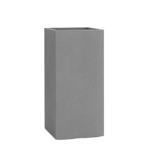 Grauer Pflanzwerk® Tower Pflanzkübel, 60 cm hoch, aus robustem Fiberglas-Steingemisch.