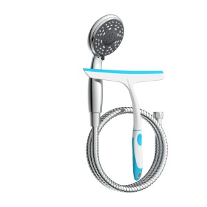 Schütte Handbrause-Set mit Schlauch und Abzieher in Chrom, Aufsicht.