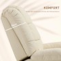 Cremeweißer HOMCOM Massagesessel: Detail der 22 cm dicken, komfortablen Kunstleder-Polsterung der Rückenlehne.