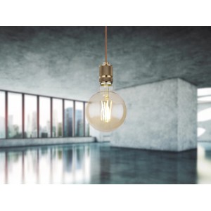 Globo E27 LED Leuchtmittel in Globeform, 7W, warmweißes Licht für Wohnräume.