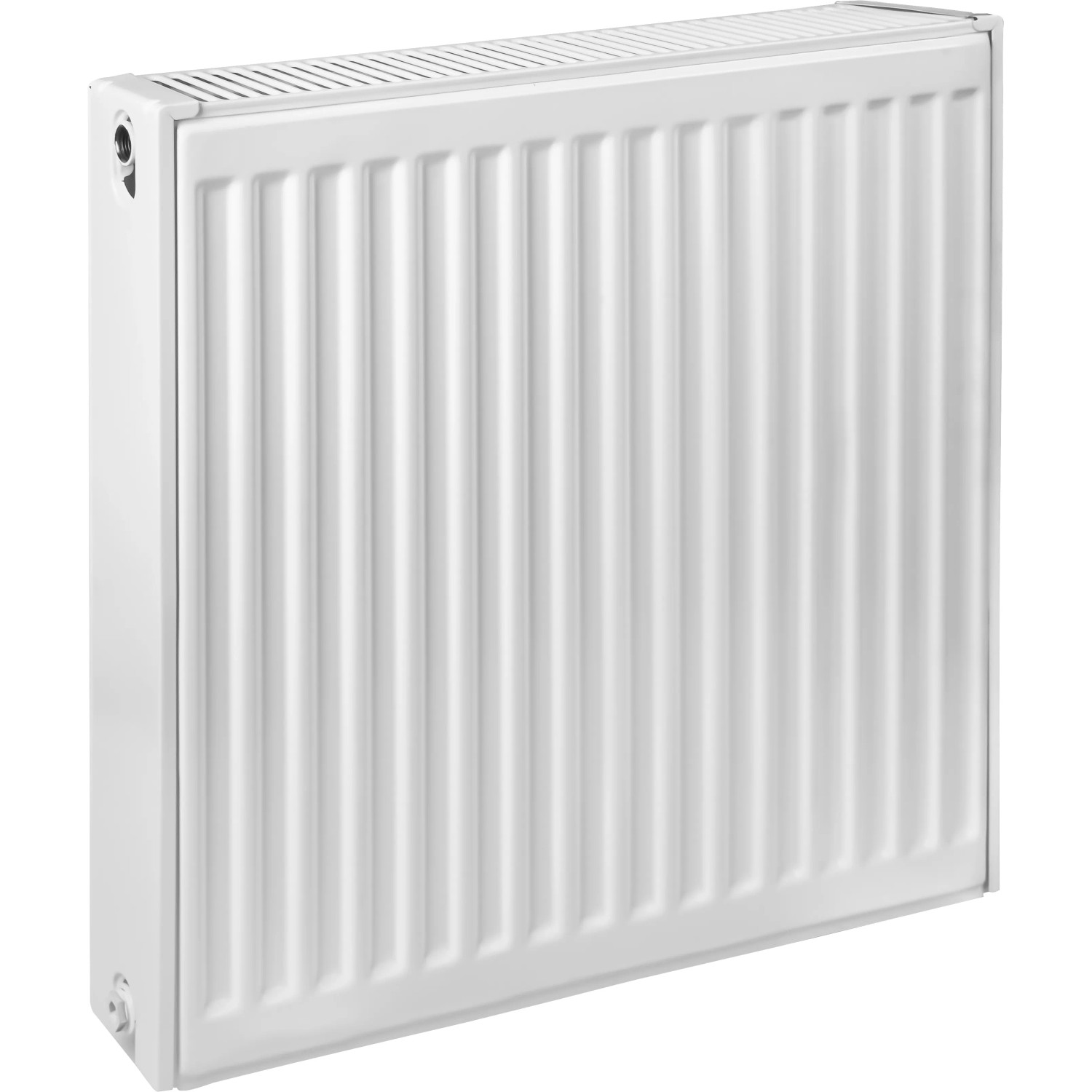 Weißer Heizkörper, 60x60 cm, Type 22. Kompakte Bauweise für effiziente Wärme.