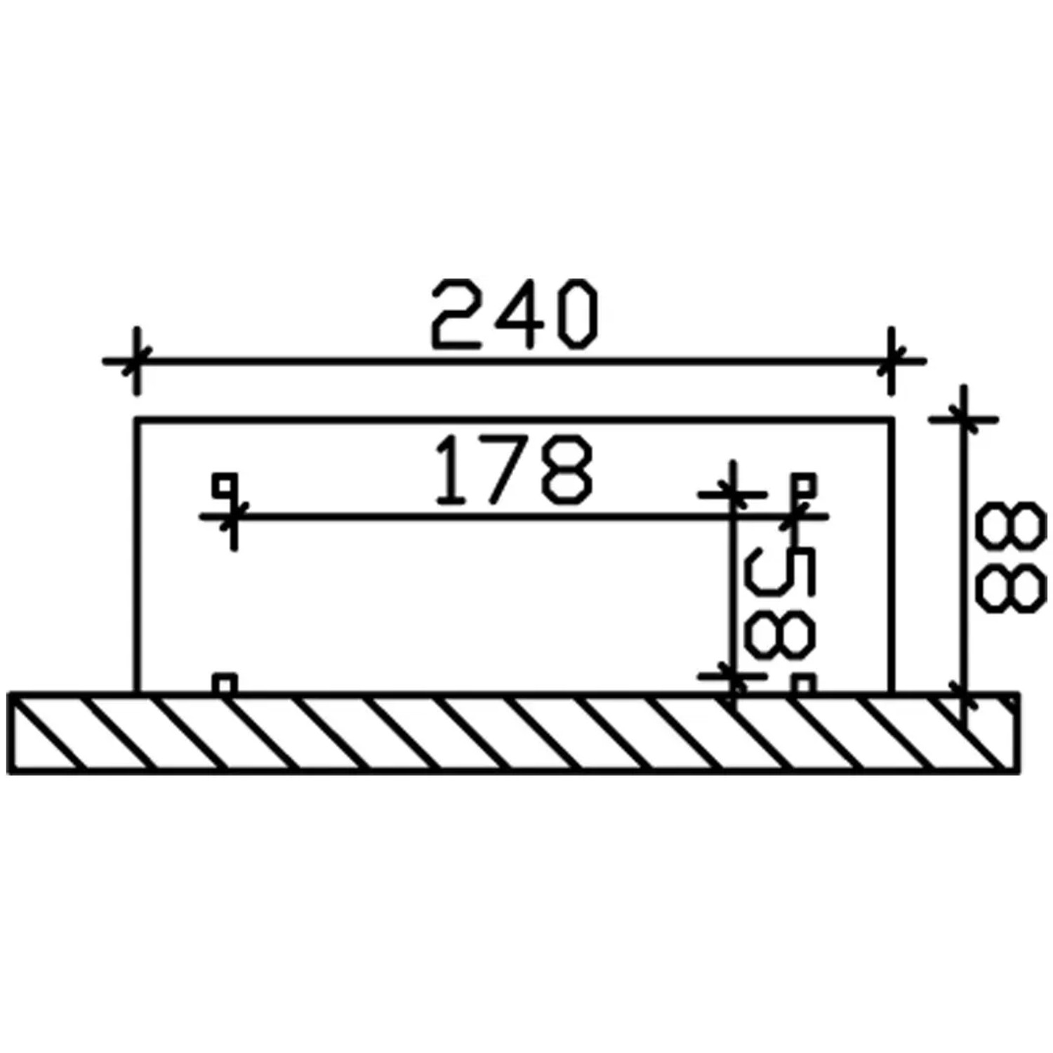 Technische Zeichnung: Skan Holz Holzunterstand Paul 1, 240x88 cm, Maße für Kaminholzregal.