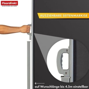 Floordirekt Seitenmarkise Ausziehbar Alu Sichtschutz Blickdicht Anthrazit 140 x 300 cm