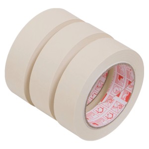 3 Rollen Flachkrepp Klebeband-Set, beige, je 50m x 30mm, für Malerarbeiten im Innenbereich.