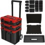 Einhell E-Case Tower Werkzeugkoffer Set mit Rollen, Griff, Einlagen und Fächern.