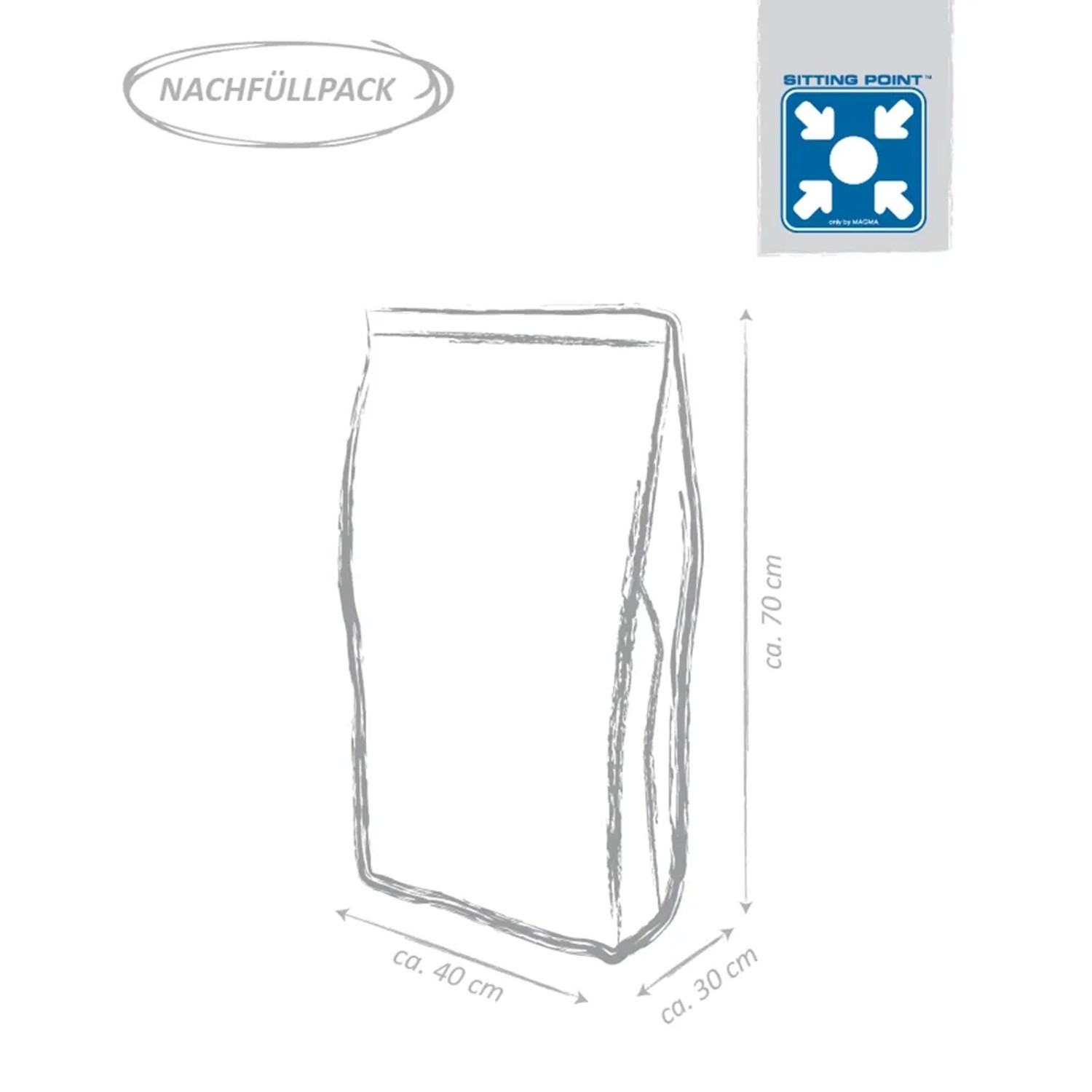 Sitting Point Sitzsack Nachfüllpack 60L, weiße EPS-Perlen zum Nachfüllen.