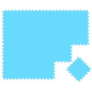 Blaue LittleTom Puzzlematte aus 18 EVA-Schaumstoffteilen, 30x30 cm, als Spielmatte für Babys & Kinder. Kindersicherheit.