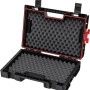 Offener, schwarzer Qbrick System Pro Werkzeugkoffer mit Schaumstoffeinlage.