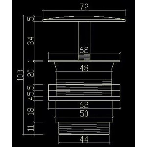 Technische Zeichnung: Held Möbel Permanent-Ablauf Ø 7,2 cm, chromfarben, für Trient Badmöbel-Zubehör.