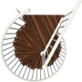 Minka Spindeltreppe Spiral Smart, Walnussfarbene Holzstufen, weißes Geländer, Draufsicht.