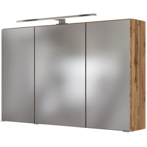 Held Möbel 3D-Spiegelschrank Bari 100 cm Wotaneiche