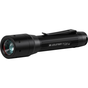 Schwarze Ledlenser P5 Core LED Taschenlampe aus Aluminium mit Clip.