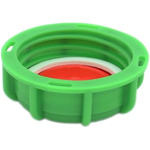Grüne Hahnkappe DN 50 mit Deckel und Dichtung für Regentonnen und Wasserhähne.