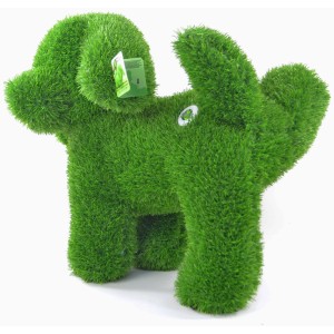Grüne AniPlants Gartenfigur Hund, pinkelnd, 50 cm, wetterfest und formstabil.